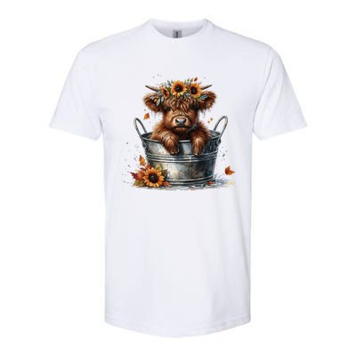 Highland Cow Sunflower ItS Fall YAll Farming Fall Vibes Softstyle CVC T-Shirt