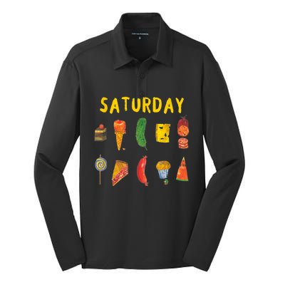 Hungry Caterpillars SATURDAY Funny Fruit Lover Vegan Silk Touch Performance Long Sleeve Polo