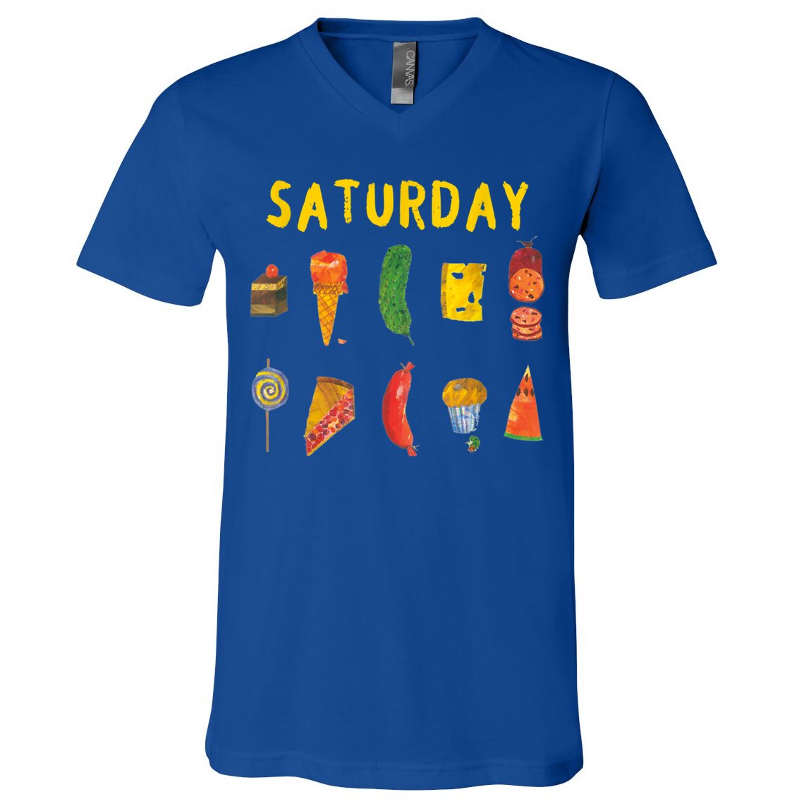Hungry Caterpillars SATURDAY Funny Fruit Lover Vegan V-Neck T-Shirt