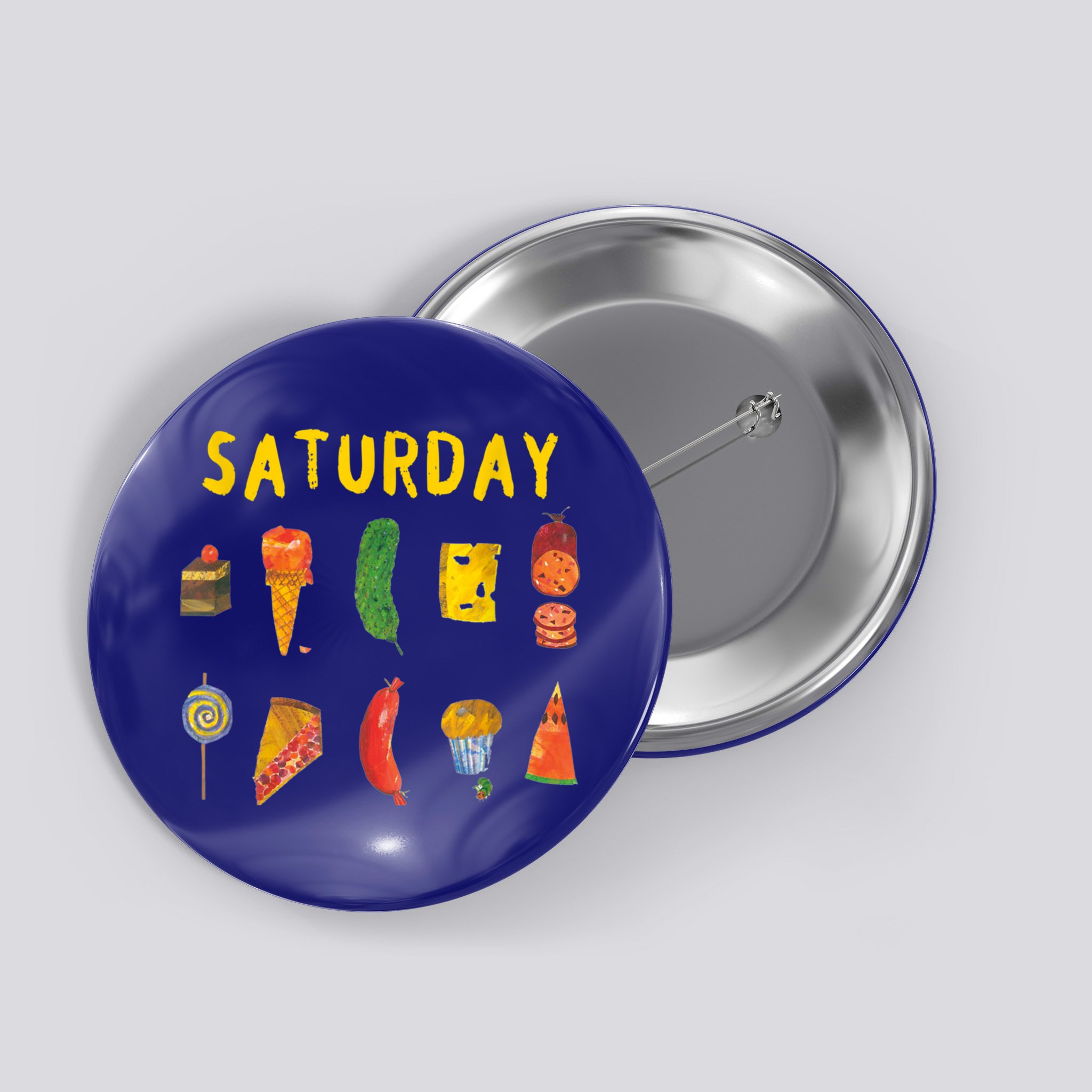 Hungry Caterpillars SATURDAY Funny Fruit Lover Vegan Button