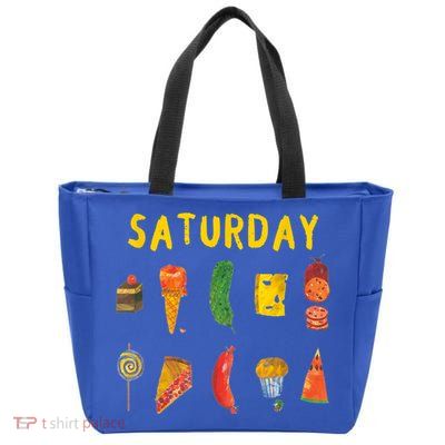 Hungry Caterpillars SATURDAY Funny Fruit Lover Vegan Zip Tote Bag
