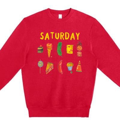 Hungry Caterpillars SATURDAY Funny Fruit Lover Vegan Premium Crewneck Sweatshirt