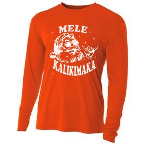 Hawaiian Christmas Santa Shaka Mele Kalikimaka Retro Hawaii Gift Cooling Performance Long Sleeve Crew