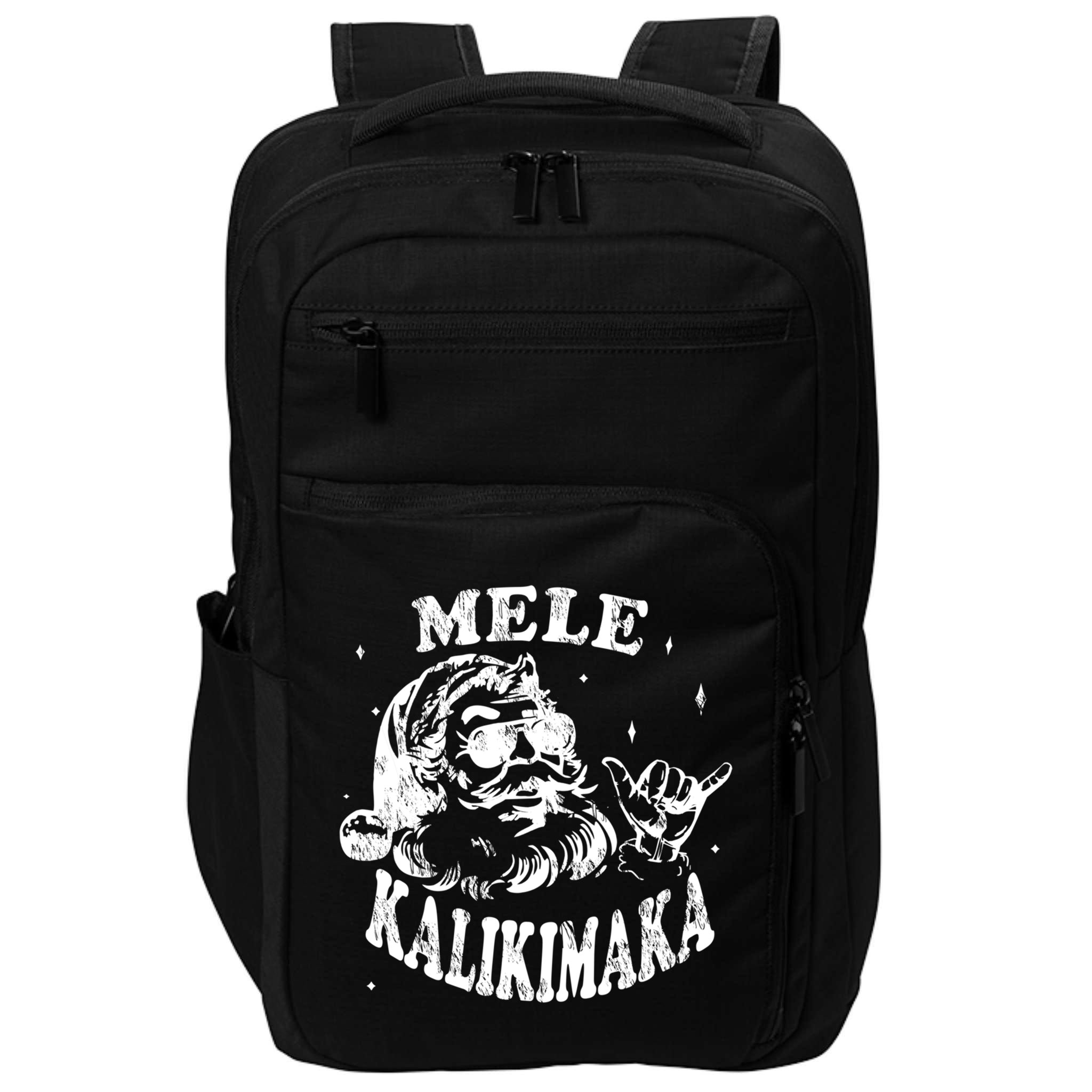 Hawaiian Christmas Santa Shaka Mele Kalikimaka Retro Hawaii Gift Impact Tech Backpack