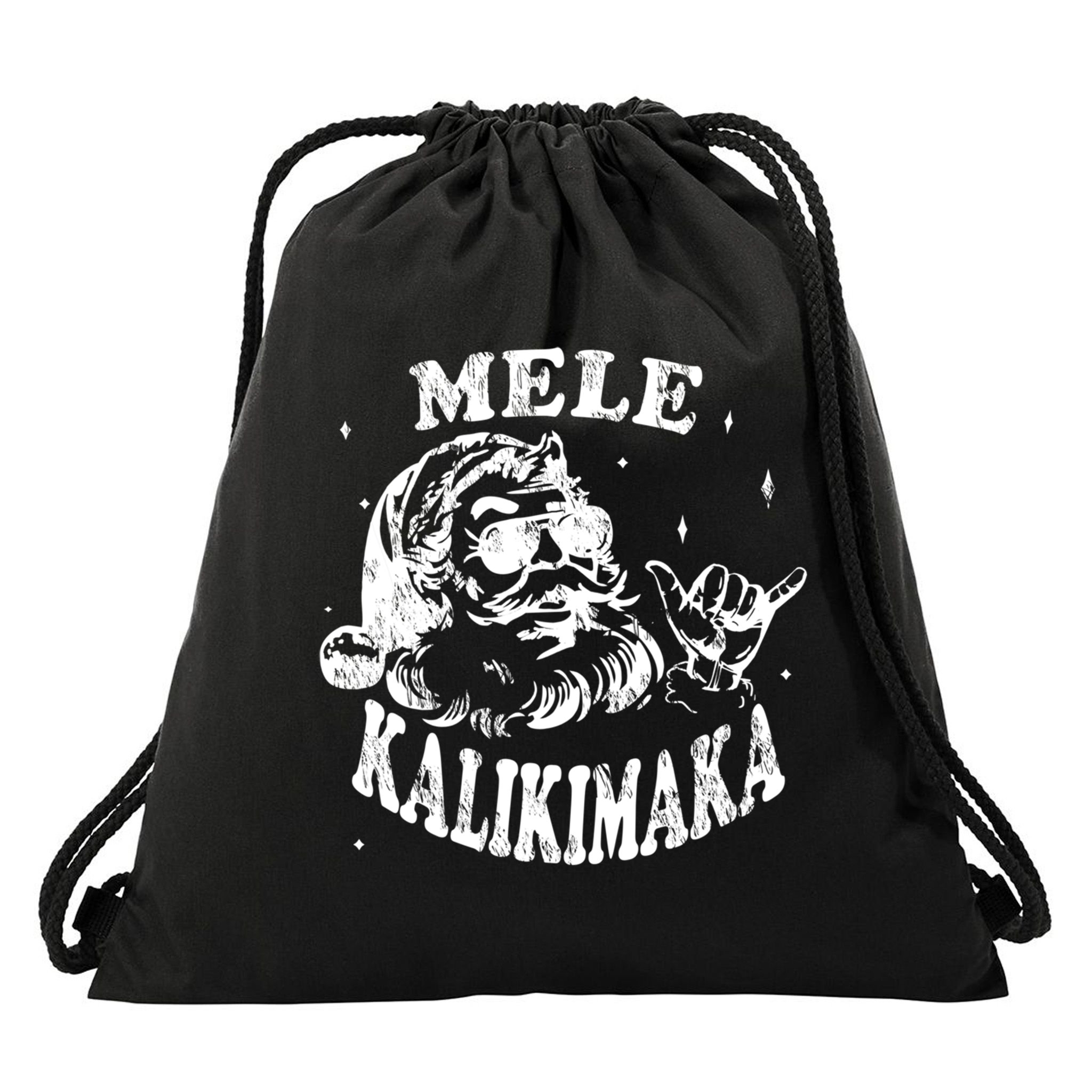 Hawaiian Christmas Santa Shaka Mele Kalikimaka Retro Hawaii Gift Drawstring Bag