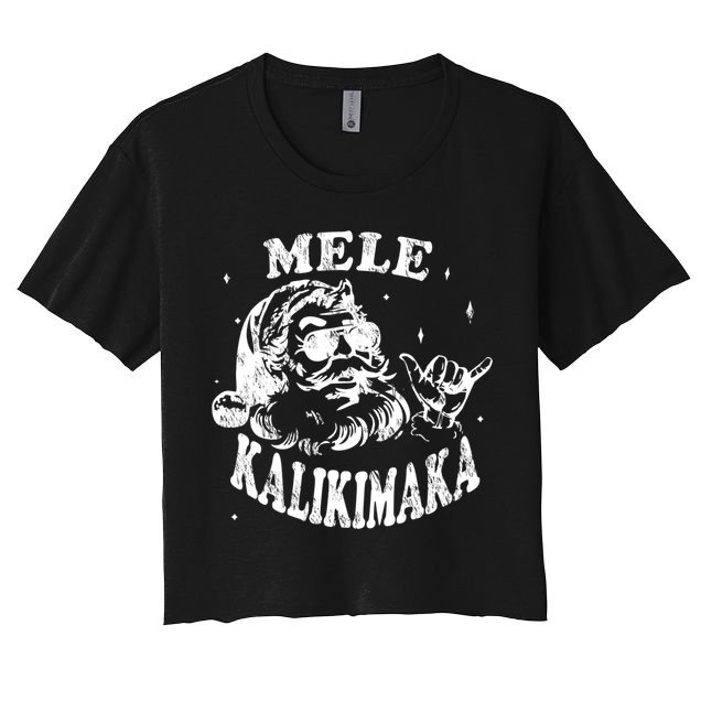 Hawaiian Christmas Santa Shaka Mele Kalikimaka Retro Hawaii Gift Crop Top