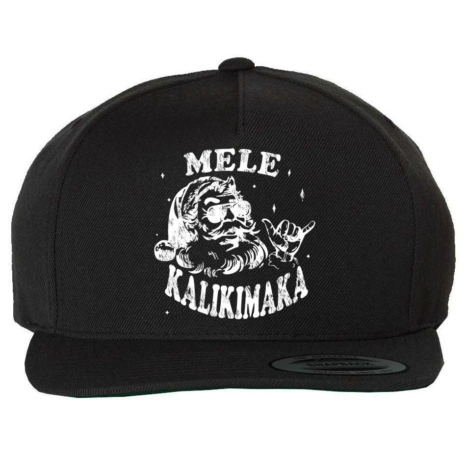 Hawaiian Christmas Santa Shaka Mele Kalikimaka Retro Hawaii Gift Wool Snapback Cap