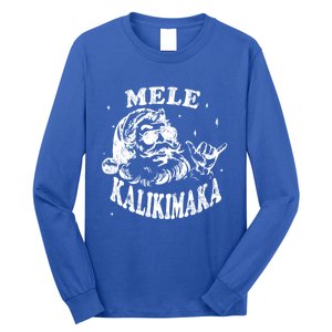 Hawaiian Christmas Santa Shaka Mele Kalikimaka Retro Hawaii Gift Long Sleeve Shirt