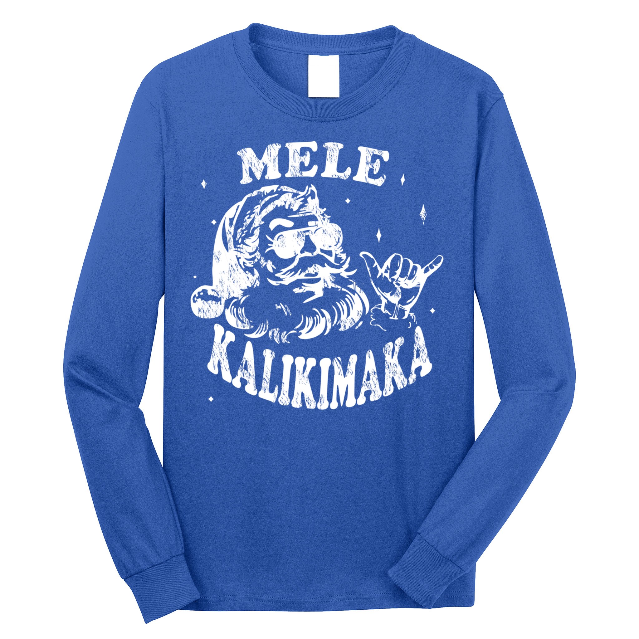 Hawaiian Christmas Santa Shaka Mele Kalikimaka Retro Hawaii Gift Long Sleeve Shirt