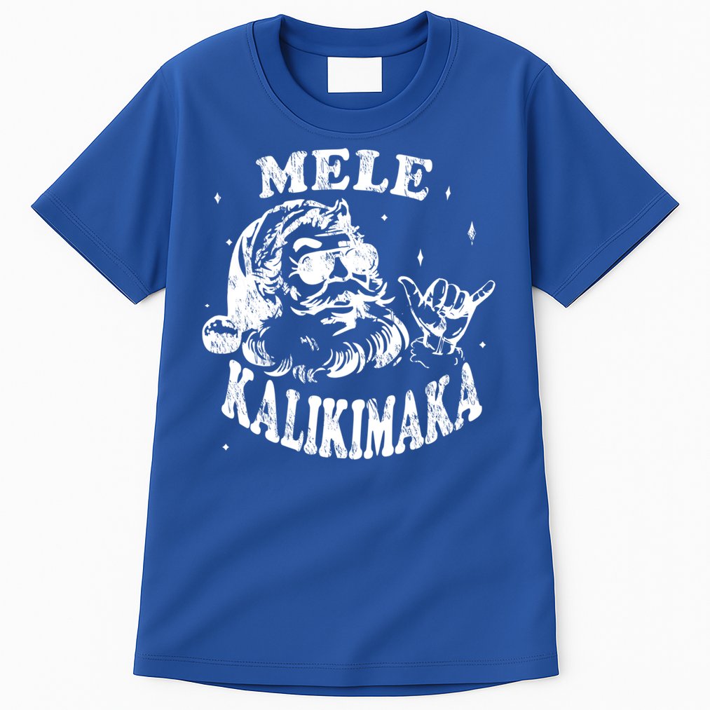 Hawaiian Christmas Santa Shaka Mele Kalikimaka Retro Hawaii Gift Tall T-Shirt