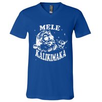 Hawaiian Christmas Santa Shaka Mele Kalikimaka Retro Hawaii Gift V-Neck T-Shirt