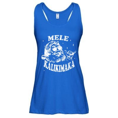 Hawaiian Christmas Santa Shaka Mele Kalikimaka Retro Hawaii Gift Ladies Essential Flowy Tank