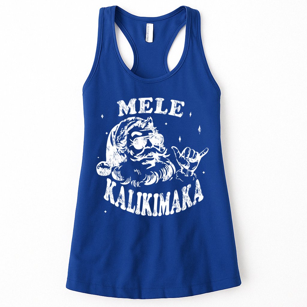 Hawaiian Christmas Santa Shaka Mele Kalikimaka Retro Hawaii Gift Womens Tank Top