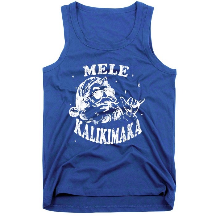 Hawaiian Christmas Santa Shaka Mele Kalikimaka Retro Hawaii Gift Tank Top