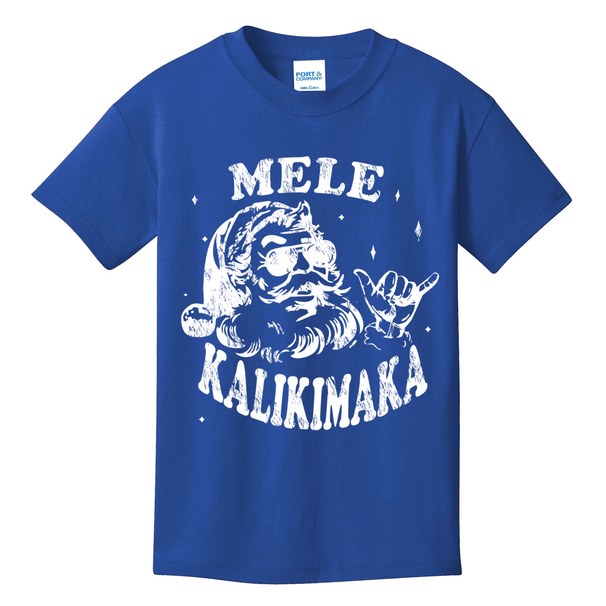 Hawaiian Christmas Santa Shaka Mele Kalikimaka Retro Hawaii Gift Kids T-Shirt