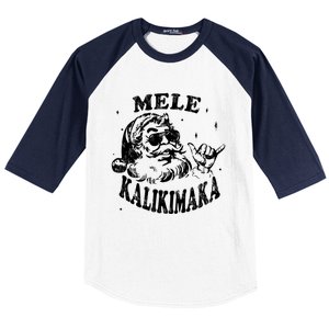 Hawaiian Christmas Santa Shaka Mele Kalikimaka Retro Hawaii Gift Baseball Sleeve Shirt