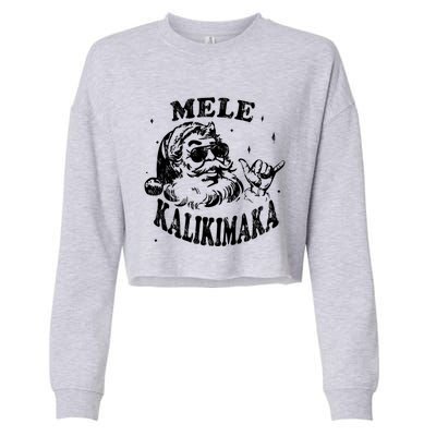 Hawaiian Christmas Santa Shaka Mele Kalikimaka Retro Hawaii Gift Cropped Pullover Crew