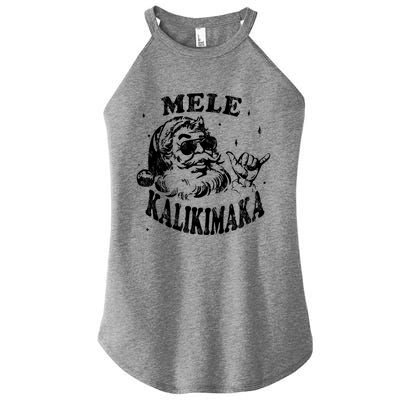 Hawaiian Christmas Santa Shaka Mele Kalikimaka Retro Hawaii Gift Women’s Perfect Tri Rocker Tank