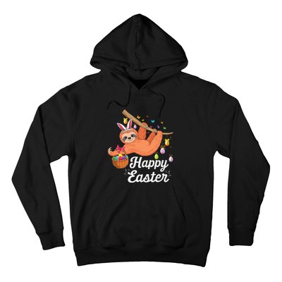 Happy cute sloth with Bunny ears & Egg Hunting Easter sloth Hoodie