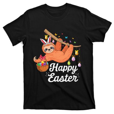 Happy cute sloth with Bunny ears & Egg Hunting Easter sloth T-Shirt