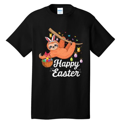 Happy cute sloth with Bunny ears & Egg Hunting Easter sloth Tall T-Shirt