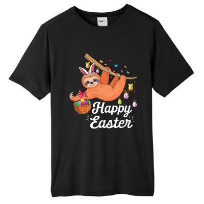 Happy cute sloth with Bunny ears & Egg Hunting Easter sloth Tall Fusion ChromaSoft Performance T-Shirt