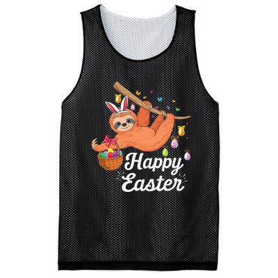 Happy cute sloth with Bunny ears & Egg Hunting Easter sloth Mesh Reversible Basketball Jersey Tank