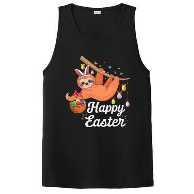 Happy cute sloth with Bunny ears & Egg Hunting Easter sloth PosiCharge Competitor Tank