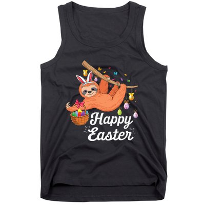 Happy cute sloth with Bunny ears & Egg Hunting Easter sloth Tank Top