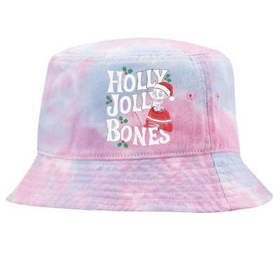 Holly Christmas Skeleton Santa Funny Xmas Tie-Dyed Bucket Hat