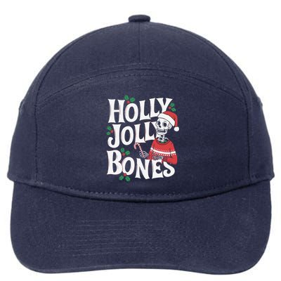 Holly Christmas Skeleton Santa Funny Xmas 7-Panel Snapback Hat