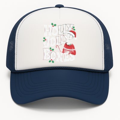 Holly Christmas Skeleton Santa Funny Xmas Trucker Hat