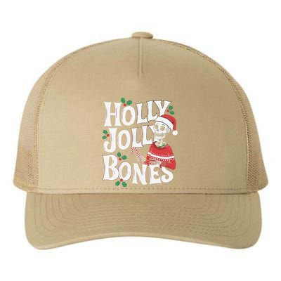 Holly Christmas Skeleton Santa Funny Xmas Yupoong Adult 5-Panel Trucker Hat