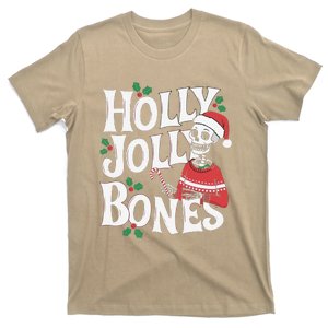 Holly Christmas Skeleton Santa Funny Xmas T-Shirt