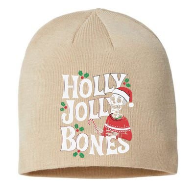 Holly Christmas Skeleton Santa Funny Xmas Sustainable Beanie