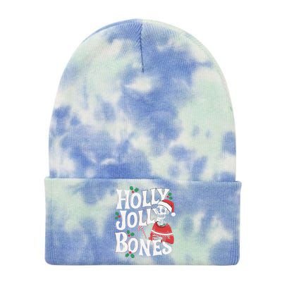 Holly Christmas Skeleton Santa Funny Xmas Tie Dye 12in Knit Beanie