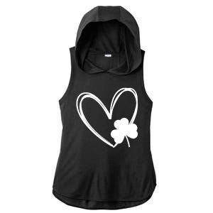 Heart Clover St Patrick's Day Ladies PosiCharge Tri-Blend Wicking Draft Hoodie Tank