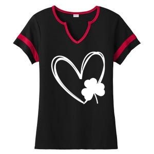 Heart Clover St Patrick's Day Ladies Halftime Notch Neck Tee