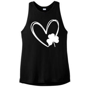 Heart Clover St Patrick's Day Ladies PosiCharge Tri-Blend Wicking Tank