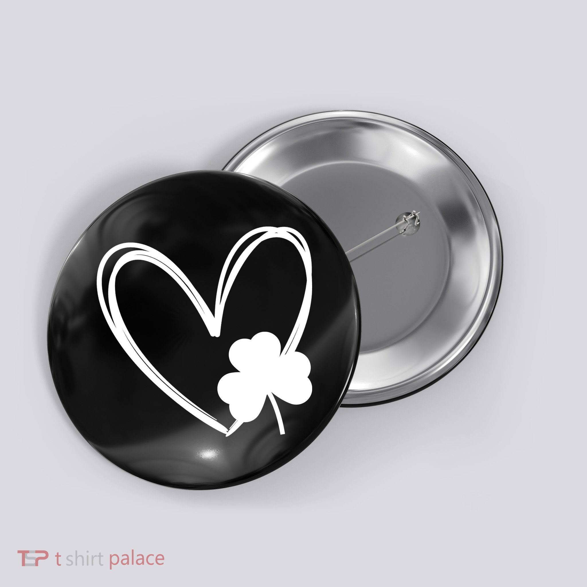 Heart Clover St Patrick's Day Button