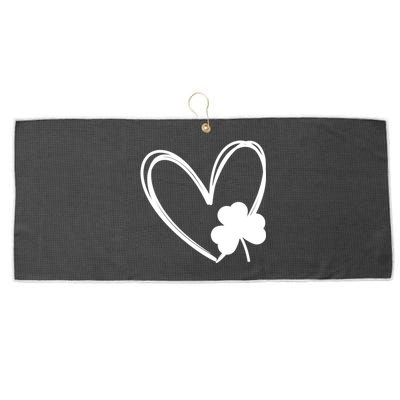 Heart Clover St Patrick's Day Large Microfiber Waffle Golf Towel