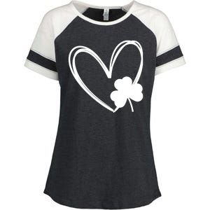 Heart Clover St Patrick's Day Enza Ladies Jersey Colorblock Tee