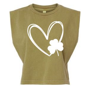 Heart Clover St Patrick's Day Garment-Dyed Women's Muscle Tee