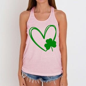 Heart Clover St Patrick's Day Women's Knotted Racerback Tank