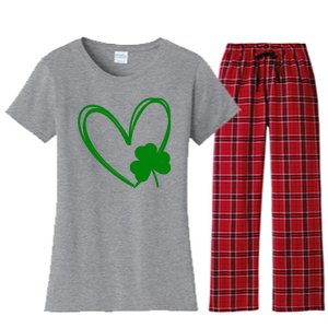 Heart Clover St Patrick's Day Women's Flannel Pajama Set