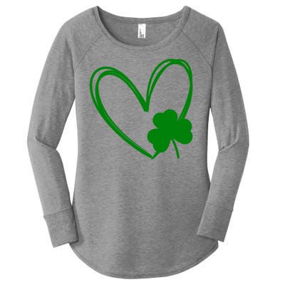 Heart Clover St Patrick's Day Women's Perfect Tri Tunic Long Sleeve Shirt