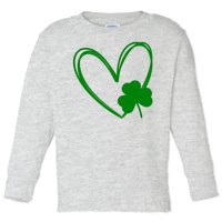 Heart Clover St Patrick's Day Toddler Long Sleeve Shirt