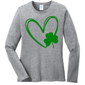 Heart Clover St Patrick's Day Ladies Long Sleeve Shirt