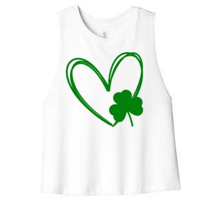 Heart Clover St Patrick's Day Women's Racerback Cropped Tank