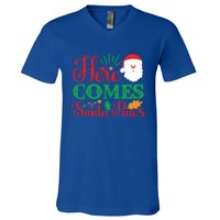 Here Comes Santa Claus Or Paws Christmas Things Gift V-Neck T-Shirt